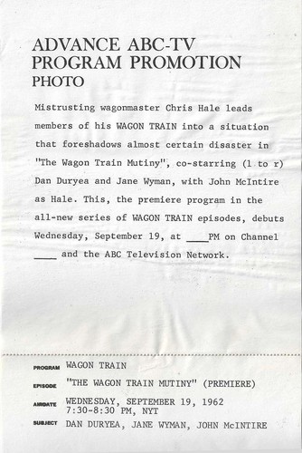 1962 ABC TV Promo Photo Wagon Train Dan Duryea Jane Wyman John McIntire - Picture 2 of 2