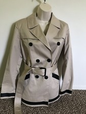 Theory Beige Cliffa Cotton Twill Trench Coat 695 Medium W/ Free Cardigan