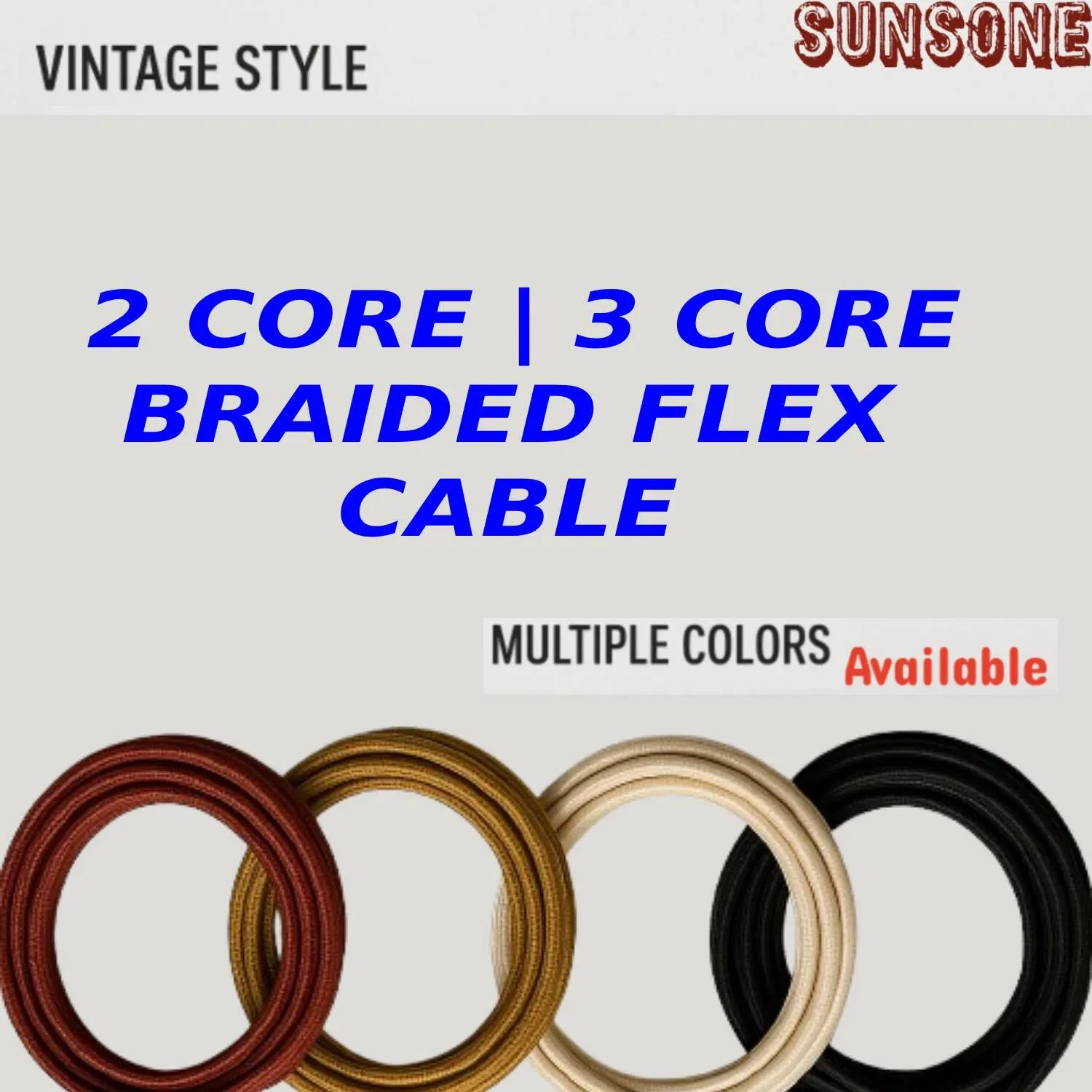 Fabric Cable Lamp Cord UK 3 Core Round Cable - Vintage Style