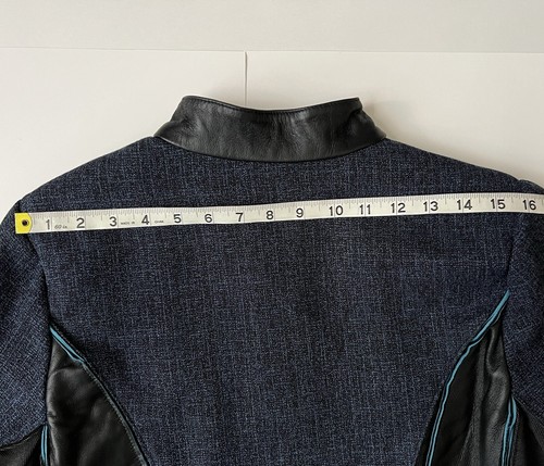 KOOS Of Course! Leather Jacket Black Blue Gray Animal Print Women’s Medium - Picture 8 of 8