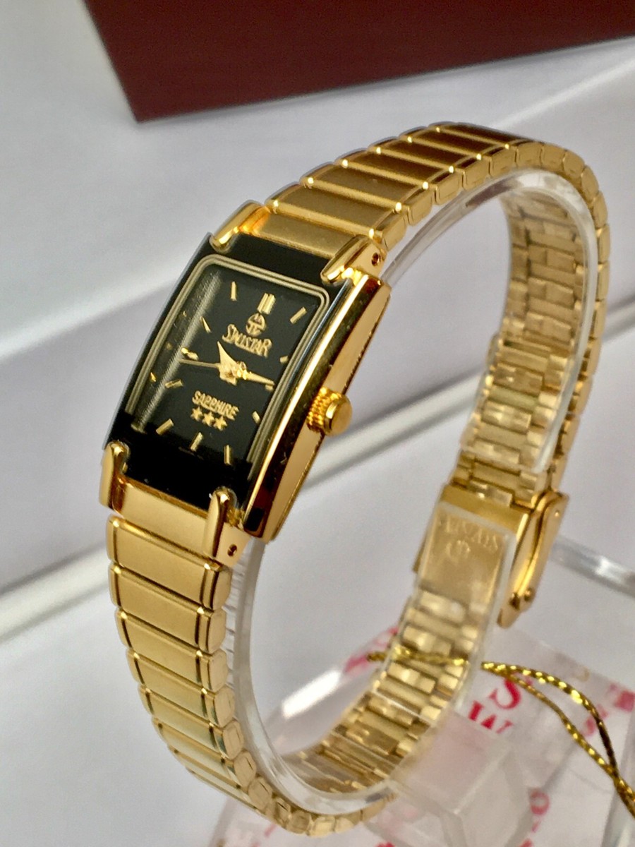 レディースウォッチ New Swistar 9584L Ladie's Quartz Black Dial and Gold tone