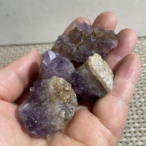 4pz 83g Pietra di Ametista Viola Naturale Grappolo Cristallo di Ametista Grezzo Esemplare - Foto 8 di 9