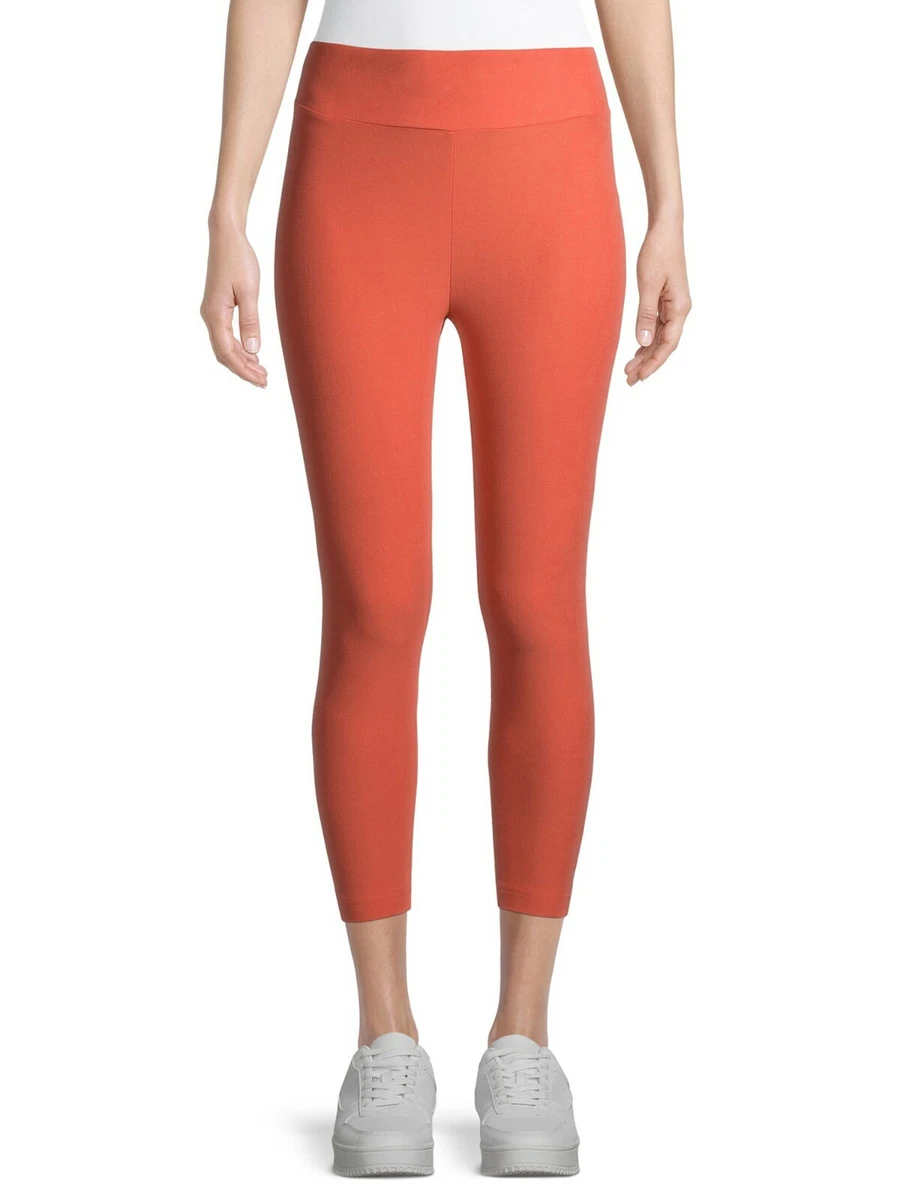 Time & Tru Women's High Rise Pull On Capri Leggings MEDIUM (8-10) Orange