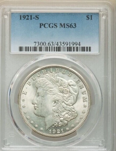 :1921-S SILVER MORGAN DOLLAR BRIGHT LAST YEAR TYPE NGC CHOICE MS63 HIGH-GRADES
