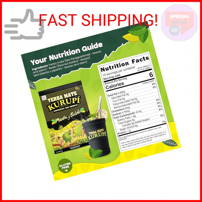 Kurupi Yerba Mate with Mint & Boldo 500 g (1.1 lb) | Paraguayan Herbal Loose Lea