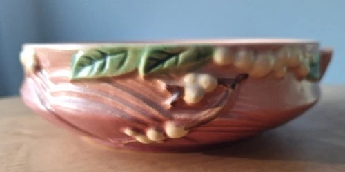Roseville Snowberry Dusty Pink Console Bowl  1BL1-6" Excellent Condition