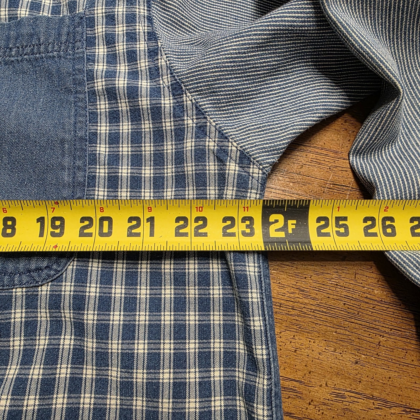 Gitano Denim Plaid Patchwork Long Sleeve Button U… - image 9