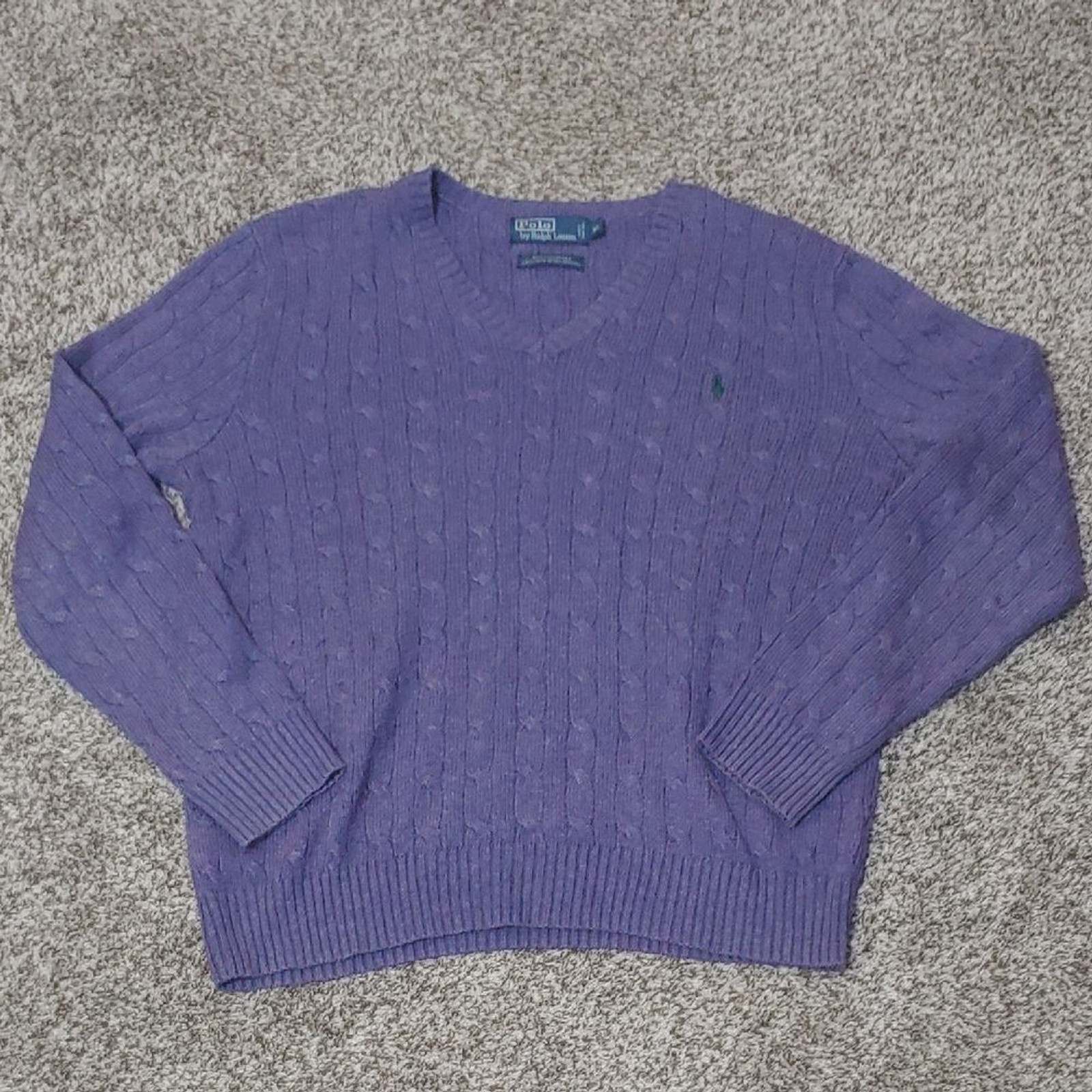 VTG Polo Ralph Silk Cableknit Sweater Purple Men