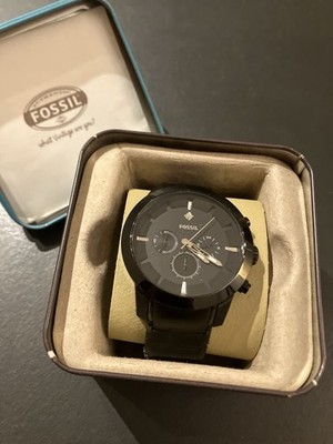 Fossil Men's (FS-4531) Black Stainless Steel Diamond Wristwatch (WITH BOX)