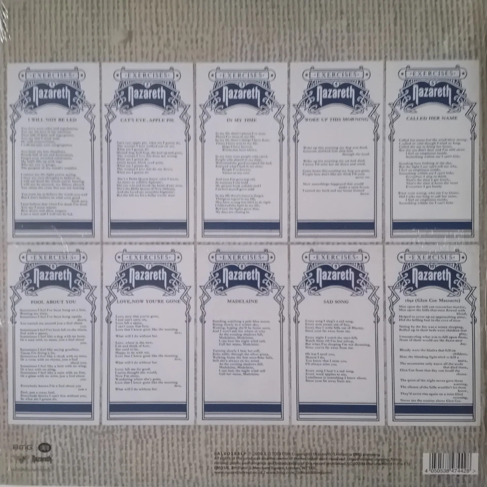 Nazareth – Exercises (Salvo 2019) 12" blue vinyl LP New - Image 2 of 4
