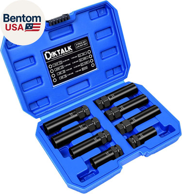 8PCS Spline Lug Nut Socket Set, CR-MO Universal Wheel Lock Removal Tool & Master