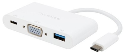 VIVANCO - USB-C 3-in-1 VGA Display Adaptor with Power Delivery
