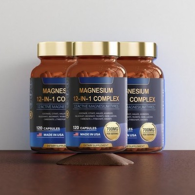 3 PCS 700mg TotariaHealth 12 Forms Magnesium Complex Daily Wellness Supplement