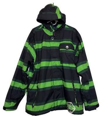 Sessions Mens Firefly Snow Jacket Ridge Series Recco Green Black Stripe Large