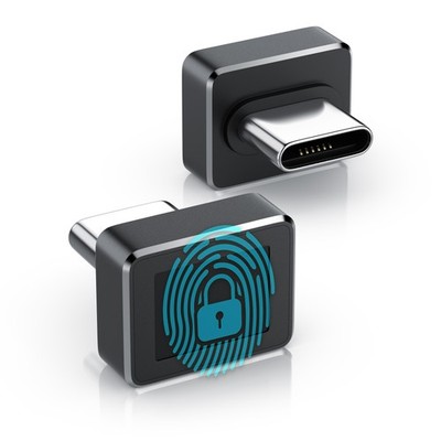 CSL USB Fingerabdrucksensor Dongle USB-C Aluminium Gehäuse Schwarz 10 IDs