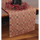 New Primitive Colonial RED BLACK COVERLET TABLE RUNNER Woven Topper 36"