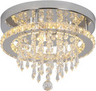 Modern K9 Crystal Chandelier 3 LED Lights Stainless Steel Pendant Lamp Flush Mou