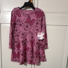 Disney Girls Minnie Mouse Pink Fit Flare Dress Long Sleeve Knee Length 4T