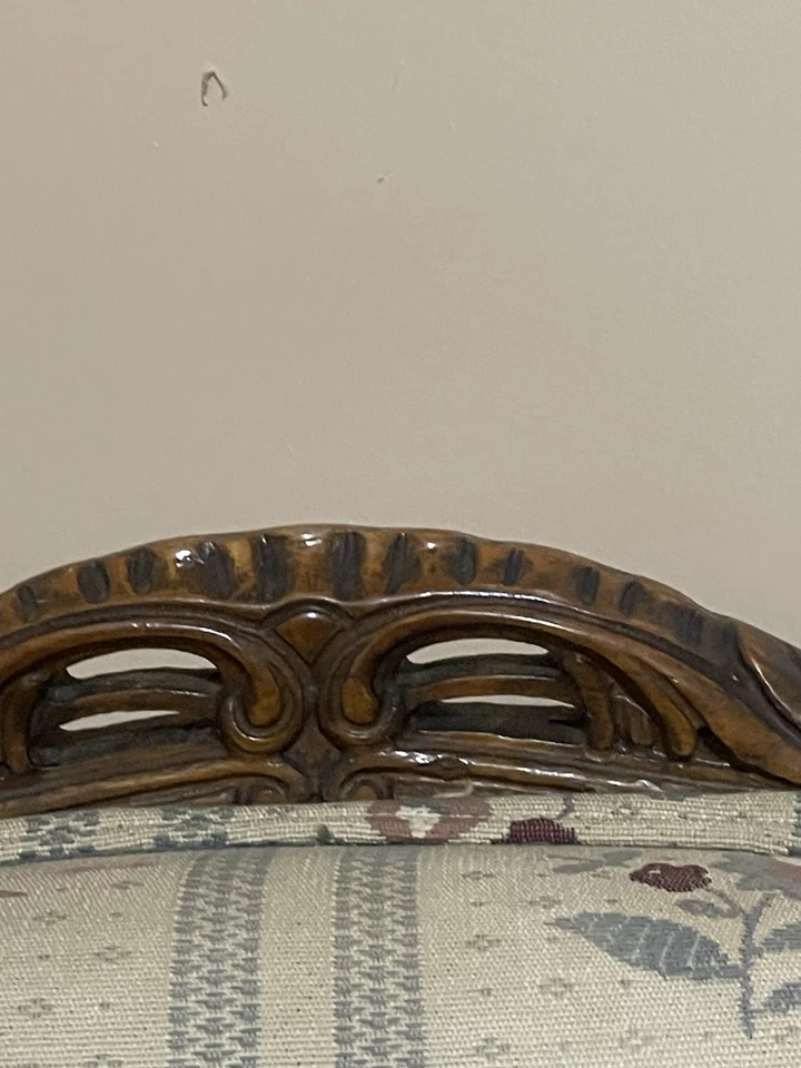 Vintage French Country Louis XV Style Carved Walnut Low Bergere Lounge Chair - Image 2 of 3