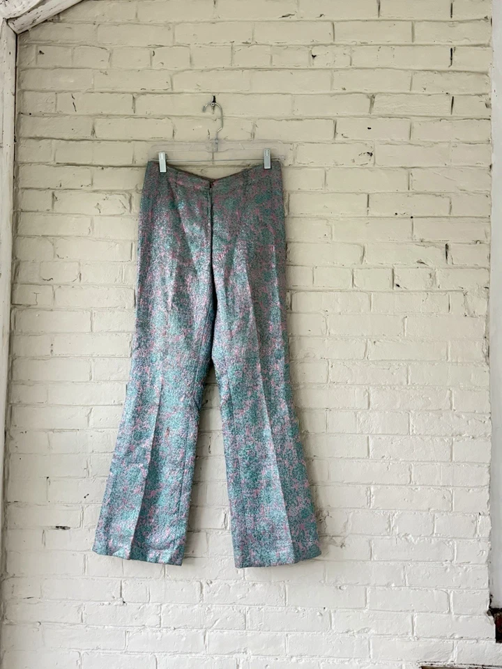 Vintage 70s Women’s Blue & Pink Metallic Double Breasted Powersuit - Image 4 of 4