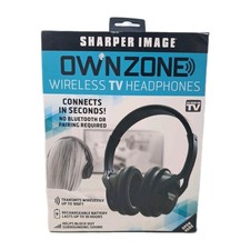 Sharper Image Own Zone Over the Ear Wireless TV Headphones - Black Tested 