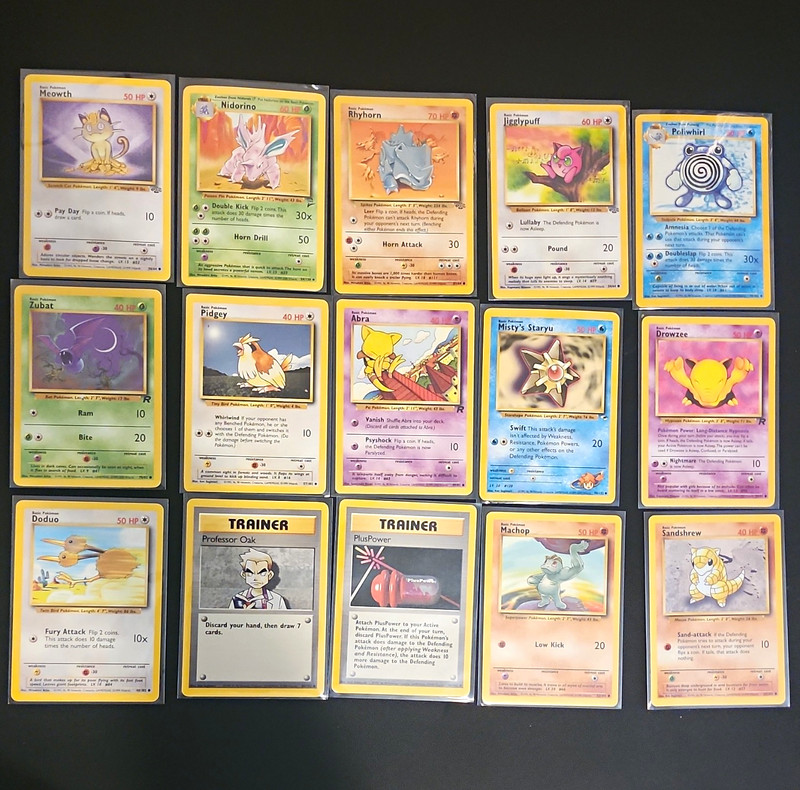 Vintage Pokemon TCG 15-Card Lot  Base Set/Jungle/Team Rocket