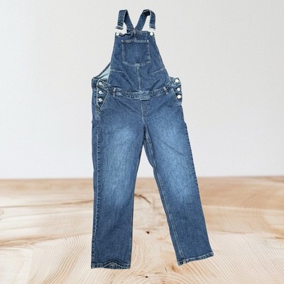 GAP Maternity Overalls Sz M Denim Adjustable Straps Side Button