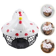  Chicken Shaped Egg Holder Kitchen Basket Iron Art Container Decorative
