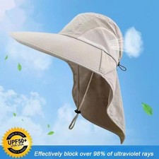 1pc Wide Brim Sun Hat with Neck Flap 50 UPF Protection Outdoor Safari Cap - NEW