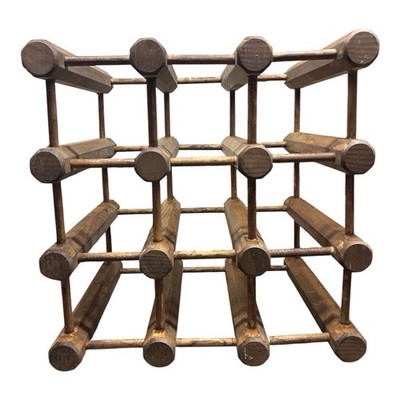 Vintage Solid Wood 9-12 Bottle Wine Rack Bar Display Parlor Home Decor Brown