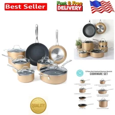 Top-Quality 12-Piece Hard Anodized Cookware Set, Safe & Stylish for Home Chefs