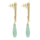 18k Jade Dangle diamond Earring Solid Gold 2.5' Long Earrings Natural Jade — photo 2