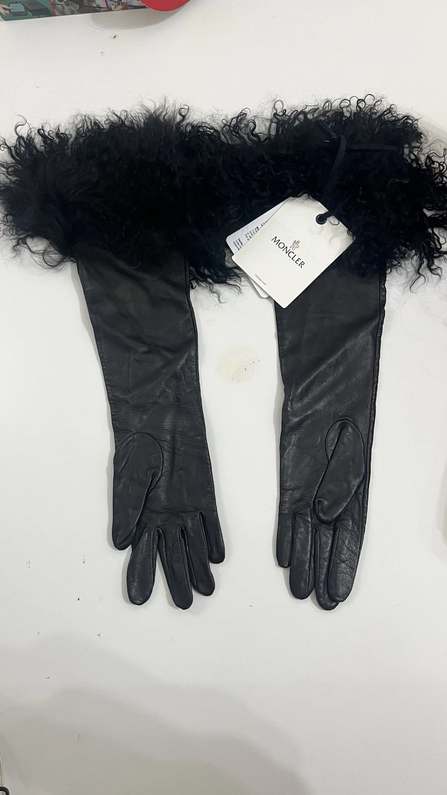 Moncler — Moncler Leather Gloves Gloves Womens With Fur Edges New