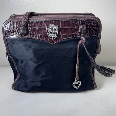 Brighton Brown Croc-Trim Nylon Backpack Brighton | Bags | Vintage Brighton Croc Leather And Fabric  main image 2