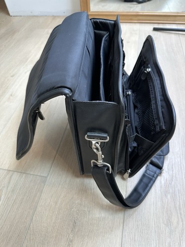 APC schwarze Leder Aktentasche Laptop Schulter Computer Tasche Crossbody Pendlertasche - Bild 9 von 19