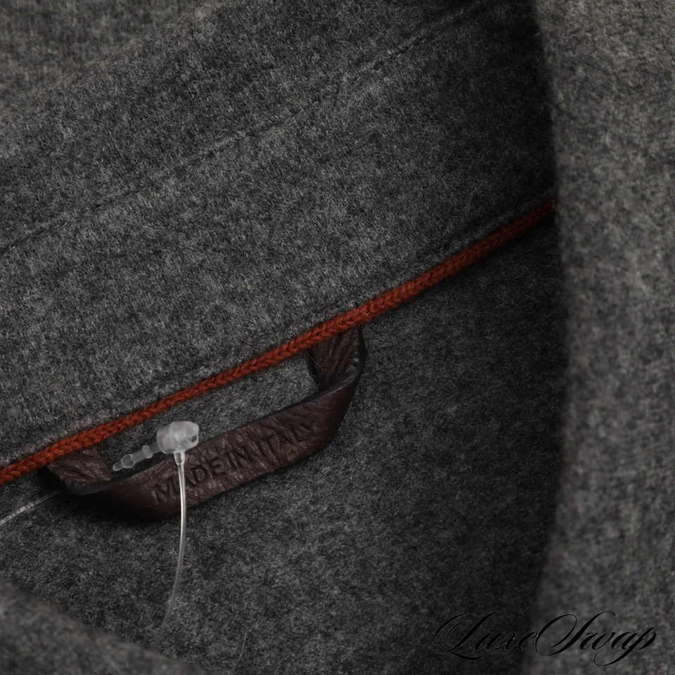 #1 MENSWEAR Loro Piana Made In Italy 100% Cashmere Grey Suede Trim Zip Coat M NR - Image 4 of 4