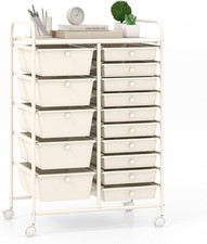 15 Drawers Rolling Cart Classroom Organizers Storage Cart with Wheels