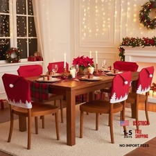 Pcs Christmas Chair Covers with Red Santa Claus Hat Xmas Chair Slipcovers 6