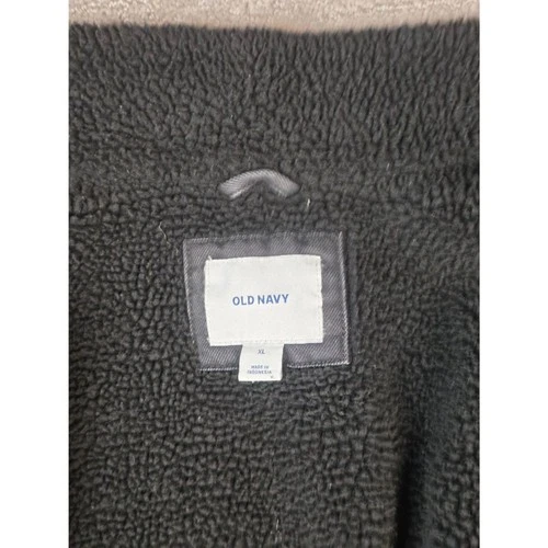 Old Navy Black Wash Sherpa Lined Denim Trucker Jacket Size XL image 6