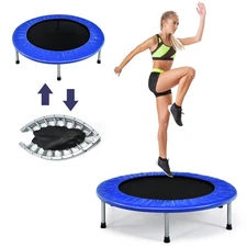 Goplus Mini Folding 36'' Trampoline Portable Recreational Fitness Rebounder Blue