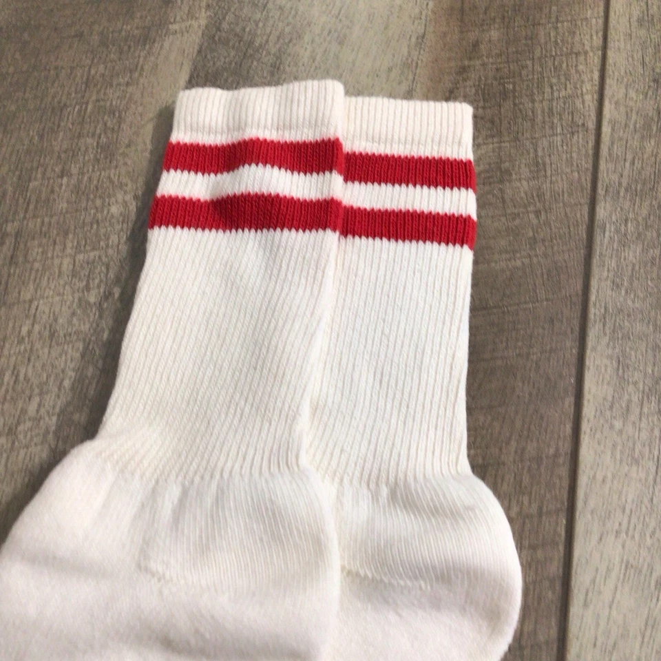 Vintage Retro Classic Red Striped Crew Socks ~ ISSUES - Image 3 of 4