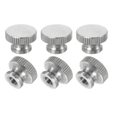 Knurled Thumb Nuts, 6Pcs M4 Stainless Steel Knobs Fasteners Blind Hole Silver
