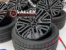 22 Oem Factory Machined Blk Chevy Gmc Sierra Cadillac Wheels Rims Tires 6x139