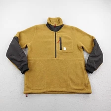 Topo Designs Jacket Mens Large Beige Mountain Fleece 1/4 Zip Pullover Sweater