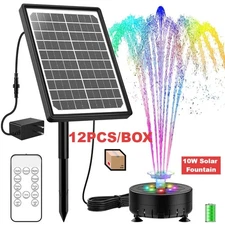 AISITIN Solar Fountain Pump 12 PCS/BOX,10W, LED Lights, Remote & 4400mAh Battery