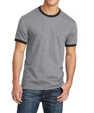 JustBlanks Men's Core Cotton Short Sleeve Comfort Soft Ringer T-Shirt - JBPC54R