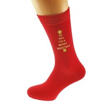 We Wish You A Merry Christmas Mens Red Socks X6N1305
