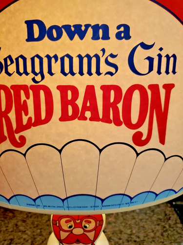 Vintage Seagram's Gin rot Baron figurale Lampe selten mit Schatten Mann Höhle Werbung - Bild 3 von 12