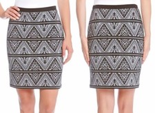 Karen Kane New Grey Black Knit Jacquard Pencil Skirt Size XL USA MADE