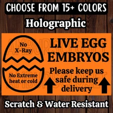 50 LIVE EGG EMBRYOS STICKERS 2.25" LABELS SEALS HATCHING EGGS HANDLE WITH CARE